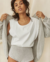Tom: Silver Grey Cotton Cardigan & Hot Pants Set